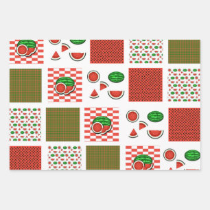 Watermelon Patchwork Wrapping Paper Sheet