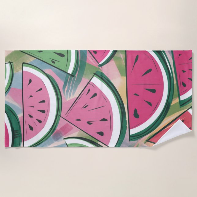 Watermelon Pattern Beach Towel (Front)