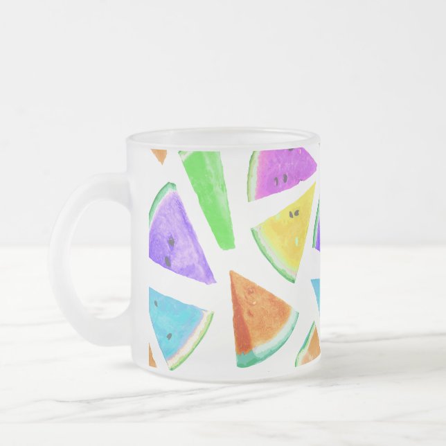 Watermelon Pattern Creation 6 Frosted Glass Coffee Mug (Left)