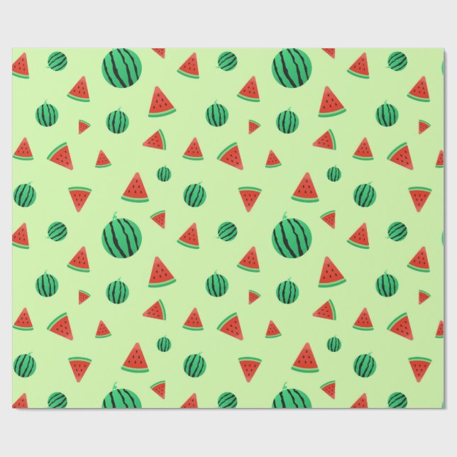 Watermelon Pattern green Wrapping Paper  (Flat)