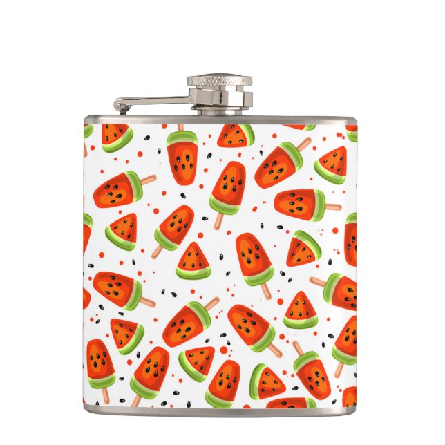 Watermelon pattern hip flask (Front)