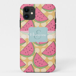 Watermelon Pattern, Orange Polka Dots iPhone 11 Case