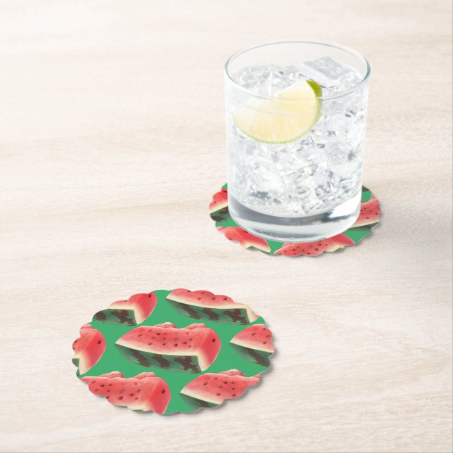 Watermelon Pattern Paper Coaster (Insitu)