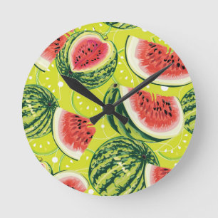 Watermelon Pattern Round Clock