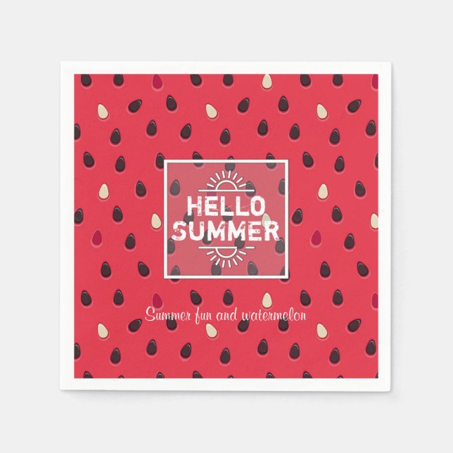 Watermelon Pattern, Summer Time | Personalised Napkin (Front)