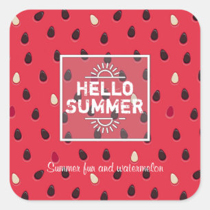 Watermelon Pattern, Summer Time   Personalised Square Sticker