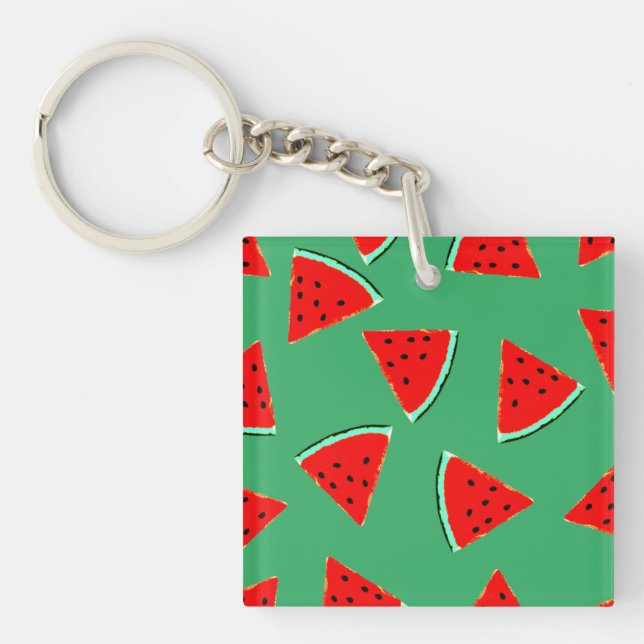 Watermelon Pattern Triangles Key Ring (Front)
