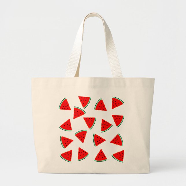 Watermelon Pattern Triangles Large Tote Bag (Front)