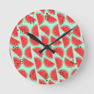 Watermelon Pattern - Wall Clock With Numbers