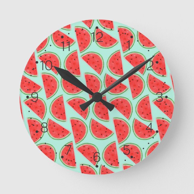 Watermelon Pattern - Wall Clock With Numbers (Front)