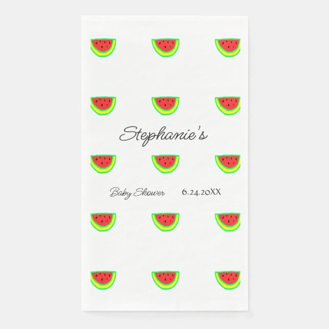 Watermelon Patterns Baby Shower Boys Girls Cute Napkin (Front)