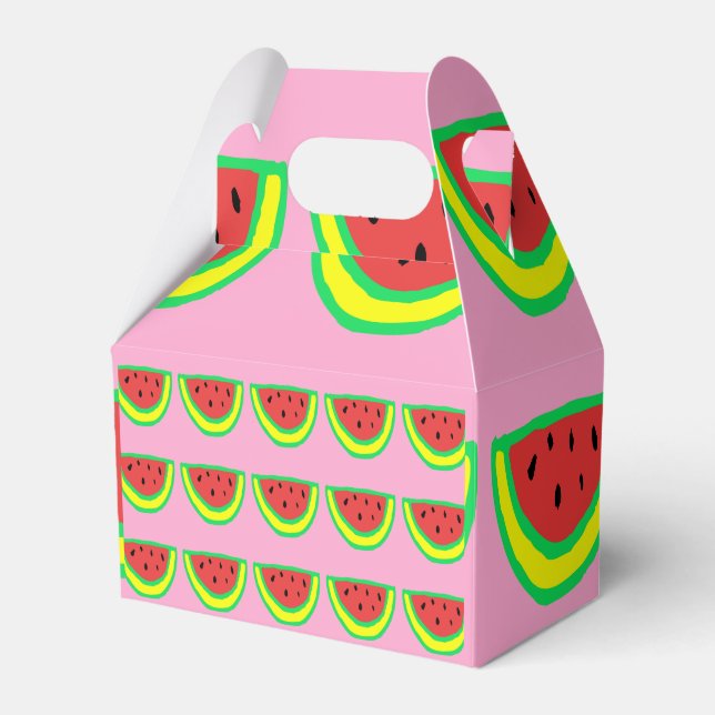 Watermelon Patterns Birthdays Baby Showers Pink Favour Box (Front Side)