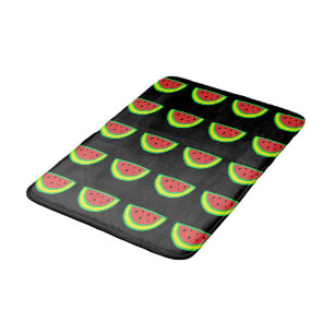 Watermelon Patterns Colourful Bright Custom Black Bath Mat