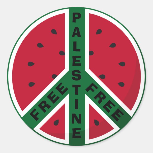 Watermelon Peace Classic Round Sticker (Front)
