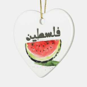 Watermelon Peace Symbolism- Palestine فلسطين بطيخ Ceramic Tree Decoration