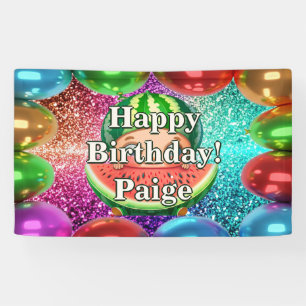 Watermelon Personalised character birthday banner