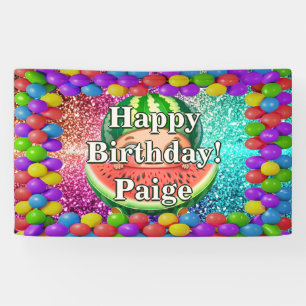 Watermelon Personalised character birthday banner