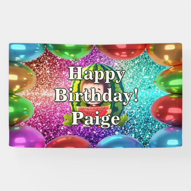 Watermelon Personalised character birthday banner (Horizontal)