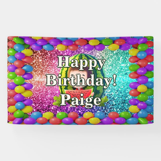 Watermelon Personalised character birthday banner (Horizontal)