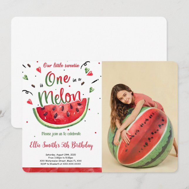 Watermelon Photo Invitation (Front/Back)