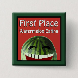 Watermelon Picnic 1st  Place Watermelon Eating 15 Cm Square Badge