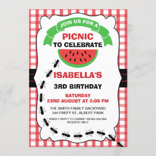 Watermelon Picnic Birthday Party Invitation