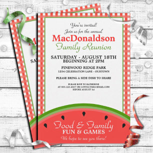 Watermelon Picnic Family Reunion Invitations