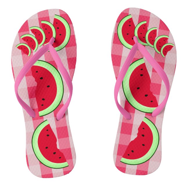 Watermelon Picnic Fruity Fun Summer Flip Flops (Footbed)