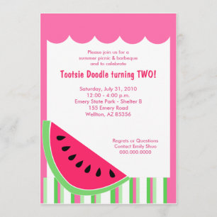 Watermelon Picnic Summer Birthday Party 5x7 Invitation