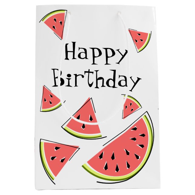 Watermelon Pieces Birthday Medium Gift Bag (Front)