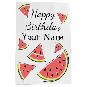 Watermelon Pieces Birthday Name Medium Gift Bag