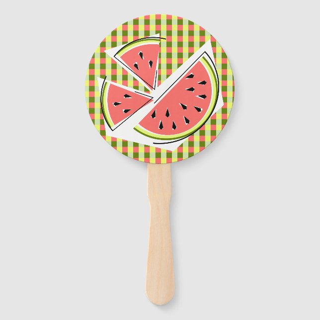Watermelon Pieces Check Hand Fan (Front)