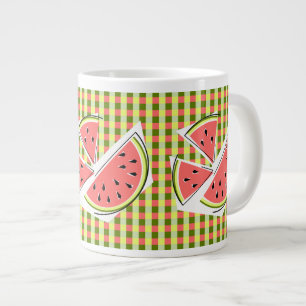 Watermelon Pieces Check Large Coffee Mug