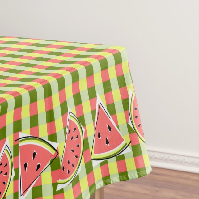 Watermelon Pieces Check tablecloth (In Situ)