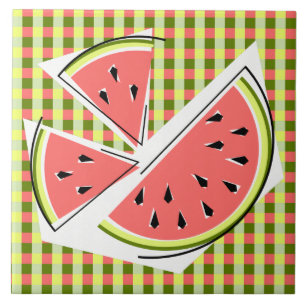 Watermelon Pieces Check Tile
