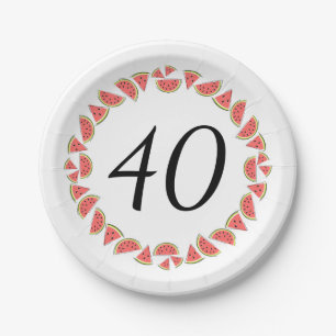 Watermelon Pieces Circle 40 Age paper plates