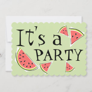 Watermelon Pieces Green It's a Party invitation