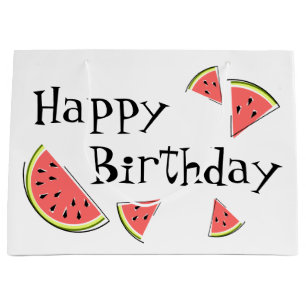 Watermelon Pieces Happy Birthday Large Gift Bag