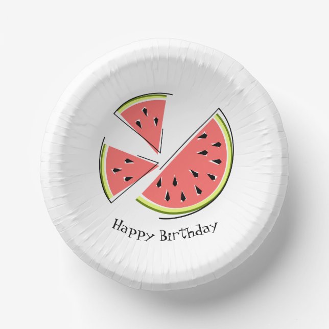 Watermelon Pieces Happy Birthday  Paper Plate (Front)