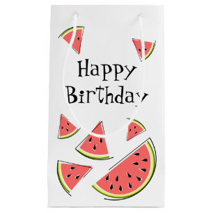 Watermelon Pieces Happy Birthday Small Gift Bag