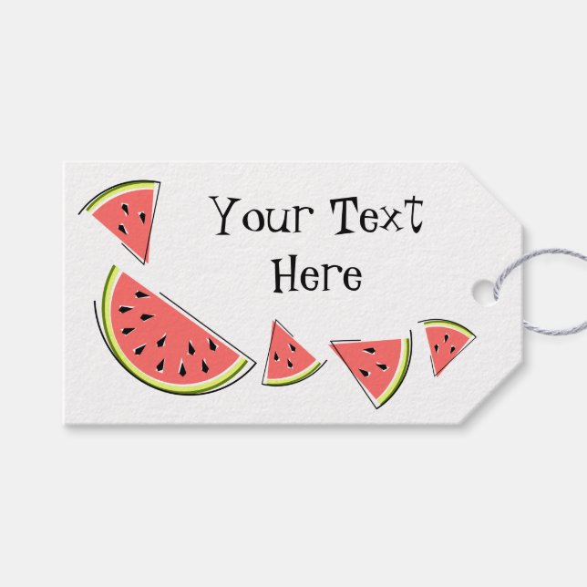Watermelon Pieces Side Text front back gift tag (Front (Horizontal))