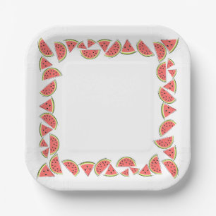Watermelon Pieces Square Paper Plate
