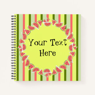 Watermelon Pieces Stripe Text Notebook