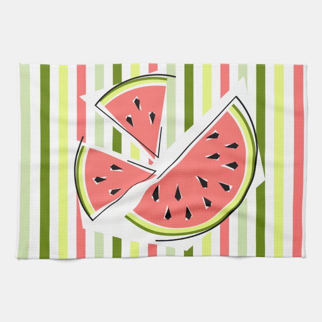 Watermelon Pieces Stripe Thin kitchen towel (Horizontal)