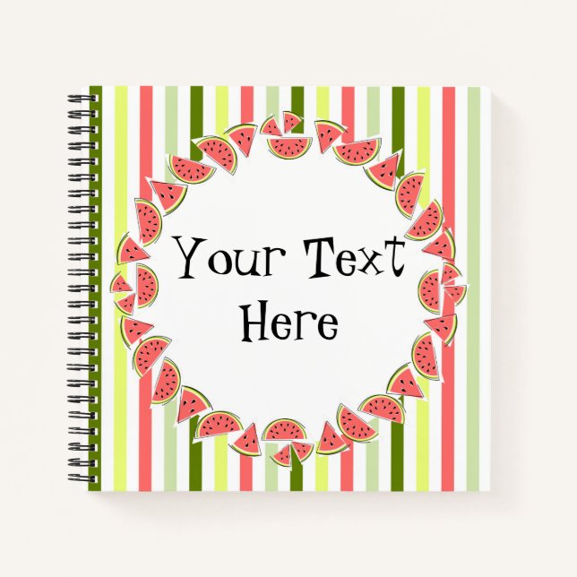 Watermelon Pieces Stripe Thin Text Notebook (Front)