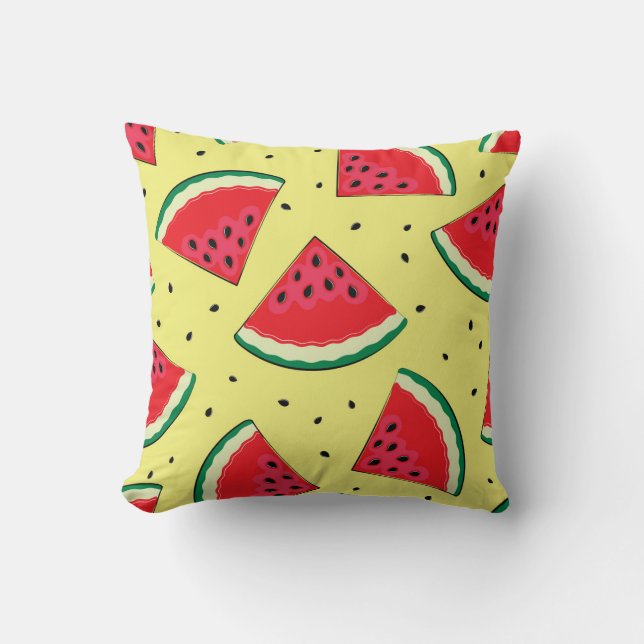 Watermelon Pieces: Summer Yellow Pattern Cushion (Front)