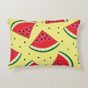 Watermelon Pieces: Summer Yellow Pattern Decorative Cushion