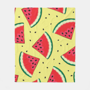Watermelon Pieces: Summer Yellow Pattern Fleece Blanket