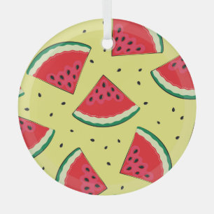 Watermelon Pieces: Summer Yellow Pattern Glass Tree Decoration