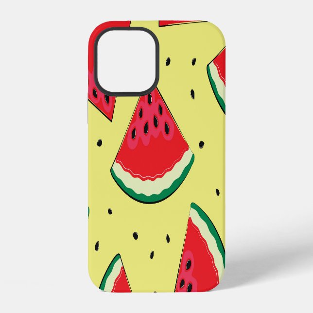 Watermelon Pieces: Summer Yellow Pattern iPhone Case (Back)